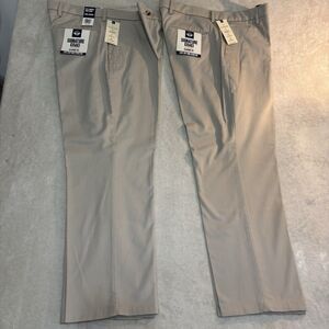 NEW Dockers Mens Signature Khaki Pants 38 X 30 Flat Front Classic Fit Set Of 2